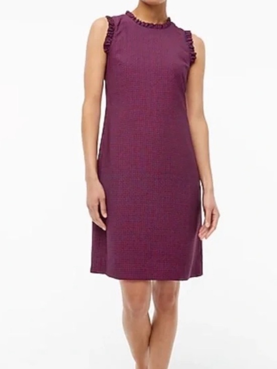 J. Crew Dresses & Skirts - NWT J.Crew Printed Ruffle Neck Suit Dress Size 8  Ruffle Trim Preppy Chic $118